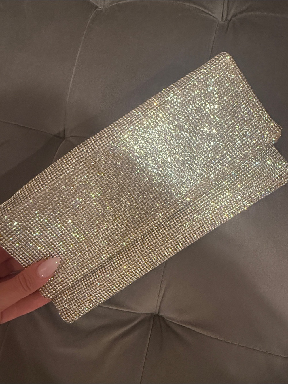 Steve Madden Champagne Crystal Fold-Over Clutch